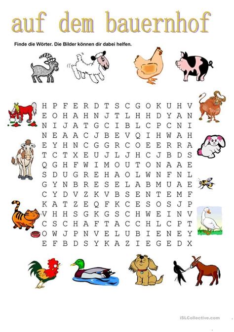 Auf unserer webseite können kinder tolle kreuzworträtsel, die speziell für kinder erstellt wurden, gratis ausdrucken. Tiere - Auf dem Bauernhof | Bauernhof, Bauernhof tiere, Deutsch kinder