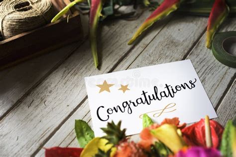 Congratulation Card With Flower Bouquet Stock Image Image Of Card