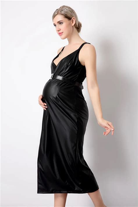 Pu Leather Maternity Pregnant Dress Photography Props Black Sexy Summer Dress In Dresses From