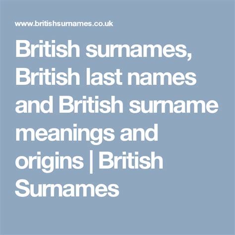 British Surnames British Last Names And British Surname Meanings And
