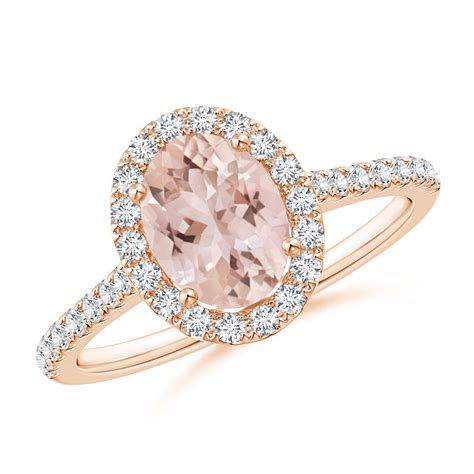 Oval Morganite Halo Ring With Diamond Accents Angara