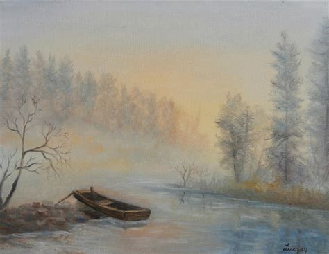 Misty Morning Painting By Katalin Luczay Fine Art America