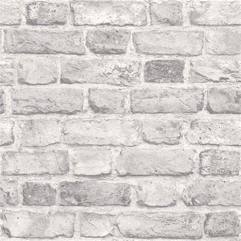 Battersea Brick Wall Effect Wallpaper Grey I Love Wallpaper