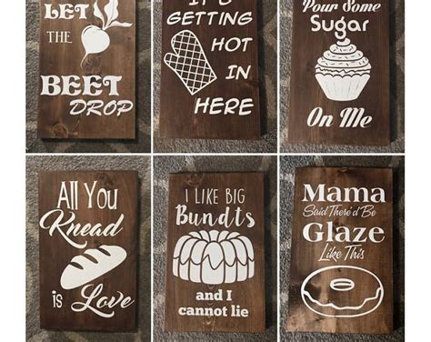 They're truly the perfect canvases for telling your life's stories and can give guests a hint at who you are. MIX AND MATCH Set of 6 - Funny Wooden Kitchen Sign - Wall Decor Kitchen humor Housewarming ...