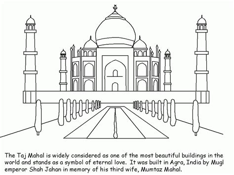 Taj Mahal India With Caption Coloring Pages Coloring Pages