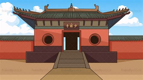Shaolin Monastery Background Cartoon Vector Clipart Friendlystock
