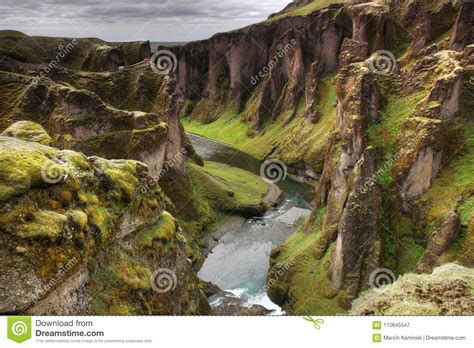 View Of Fjadrargljufur Canyon Stock Image Image Of River