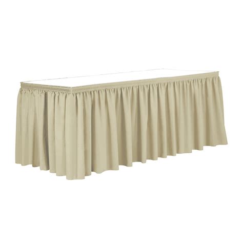 Visual Textile 21 Ft Shirred Pleat Polyester Table Skirt Tan Beige