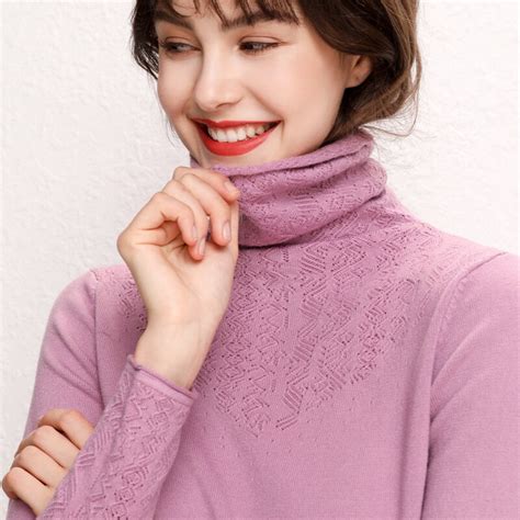 Carved Turtleneck Women Sweater Cashmere Cotton Blended Jumper Autumn Winter Sweter Pull Femme