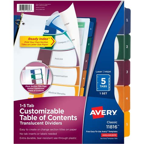 Avery® Ready Index Customizable Toc Binder Dividers