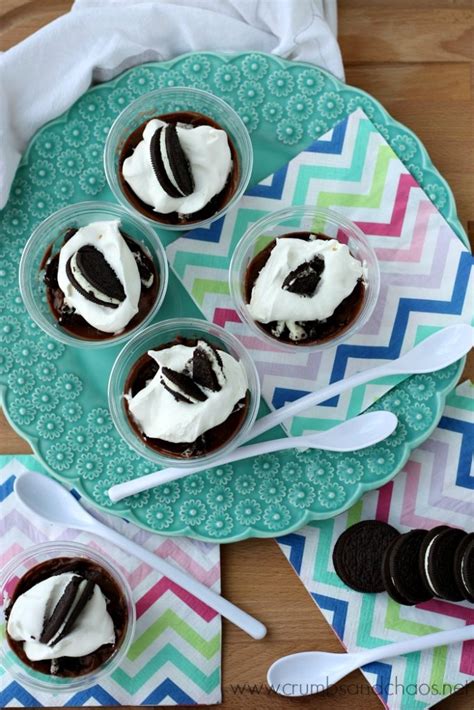 Crush extra oreo's and set aside. Layered Oreo Pudding Cups - Crumbs and Chaos