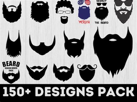 150 Beard Svg Bundle Long Beard Svg Hipster Beard Svg Etsy