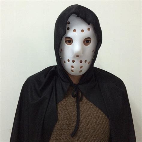 New Cosplay Dressing Killer Costume Jason Mask Long Black Hooded Cloak