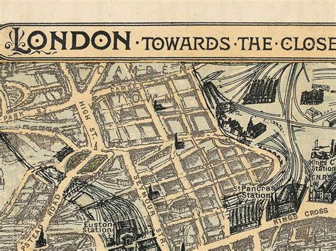 Old Map Of London Birdseye View London 1892 Vintage Map Of London Old