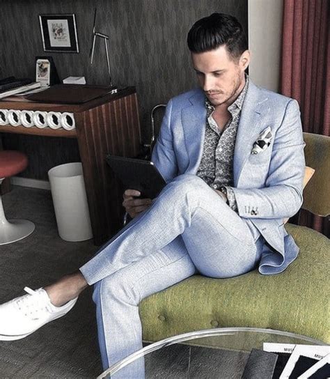 The button three coat has notched lapels, swelled edges, turnback cuffs and a single vent. How To Wear A Suit Without A Tie - 50 Fashion Styles For Men