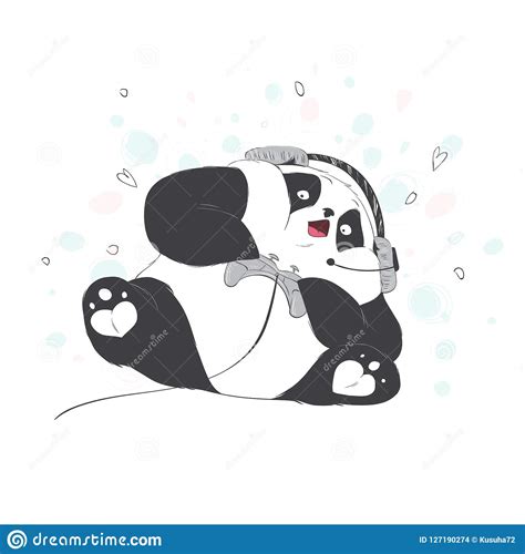 Big Cute Panda Is Playing A Video Game Vector Illustration High
