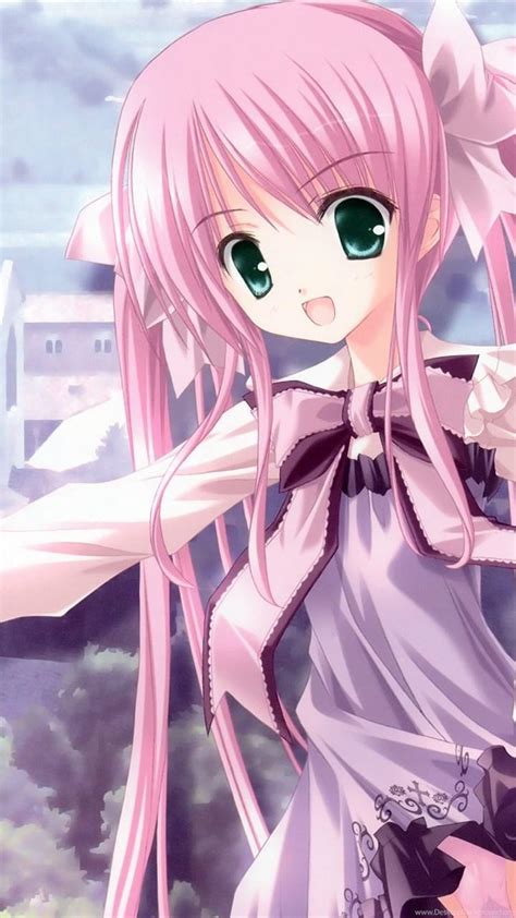 Cute Pink Backgrounds Anime Anime Girl Art Pink Wallpapers Gambaran