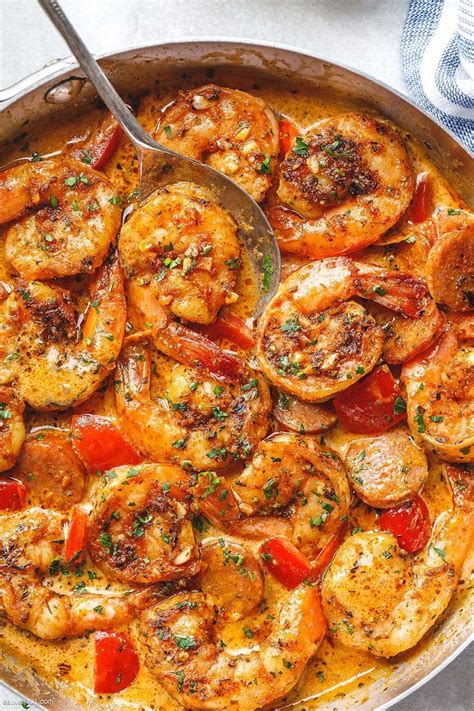 Include the recipe in the comments with a link to the source (if not oc). Creamy Cajun Shrimp with Sausage | Shrimp recipes easy ...