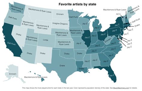 Favorite Music Artist By Us State Source Map