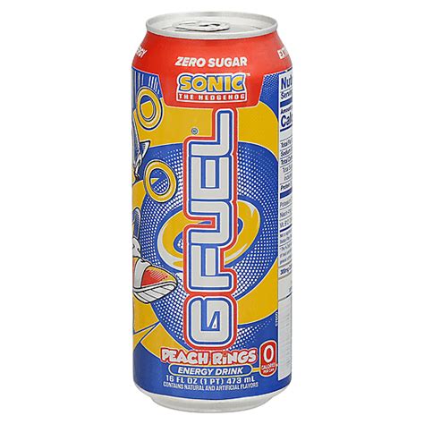 G Fuel Sonic Zero Sugar Peach Rings Energy Drink 16 Fl Oz Beverages