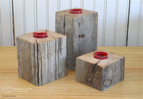 Tea Light Candle Holder Reclaimed Fence Post With A Rustic Decor Feel