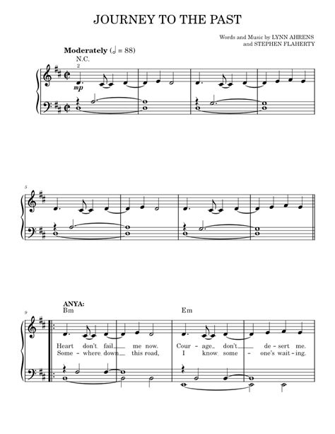 Journey To The Past From Anastasia Sheet Music For Piano Music Notes