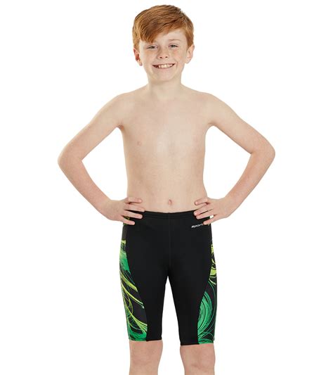 Sporti Light Wave Piped Splice Jammer Swimsuit Youth 22 28 At