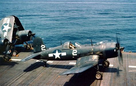 World War II In Color A U S Navy Vought F4U 4 Corsair At Deck