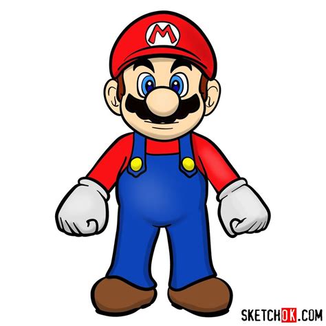 How To Draw Mario From Super Mario Games Sketchok Step By Step
