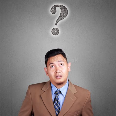 Confused Businessman With Question Mark Stock Photo Image Of