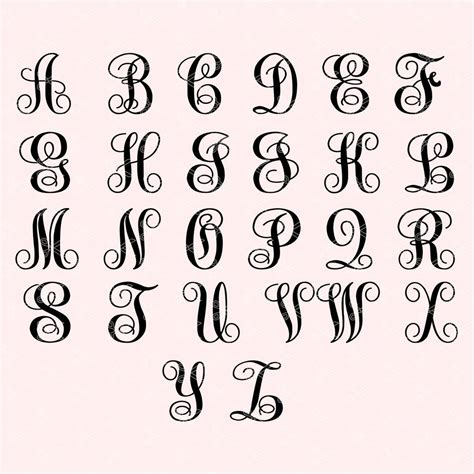 Monogram Font Alphabet Svg Dxf Fancy Monogram Alphabet