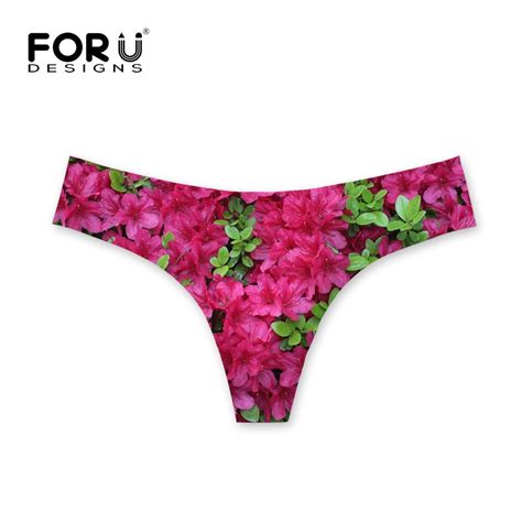 Forudesigns Thong Swimsuit G String Bikini Bottoms Retro Flowers Design Swimming Trunks Shorts