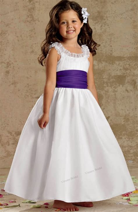 2015 Free Shipping Kids Dresses For Weddings White Organza Ankle Length