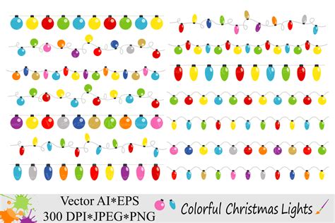 Colorful Christmas String Lights Clipart Vector By Vr Digital Design