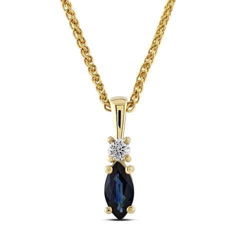Marquise Sapphire And Diamond Pendant Inch Chain Kensington Jewellery