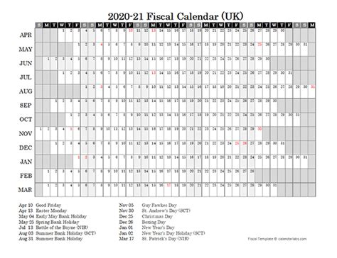 2020 Fiscal Year Calendar Free Printable Templates