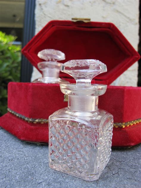 Antique Perfume Bottles With Carrier Molded Glass Great Condition From
