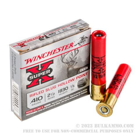 5 rounds of bulk 410 ammo by winchester 1 5 ounce rifled slug