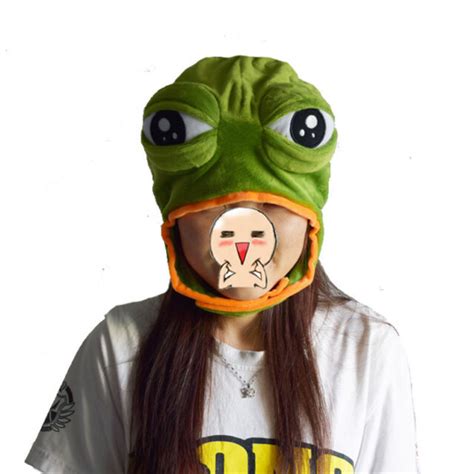 Halloween Sad Frog Pepe Costume Warmer Hat Cap Beanie Unisex Mask