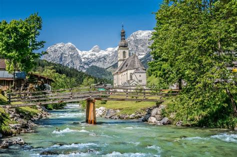 Ramsau Mountain Village Berchtesgadener Land Bavaria Germany Stock