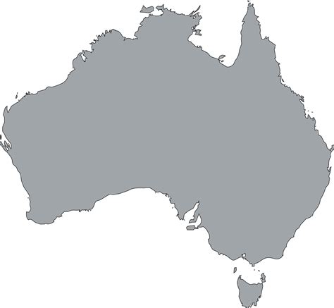 Australia Map Grey Outline Map Of Australia Plain Hd Png Download