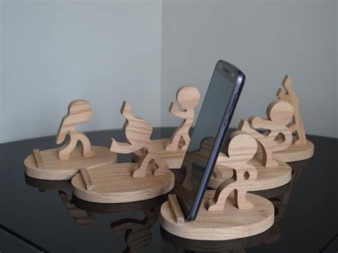 Solid Oak Cell Phone Holder Cell Phone Stand People Cell Phone Holder