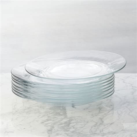 Moderno Glass Dinner Plates Set Of Eight Reviews Crate And Barrel