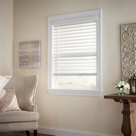Home Decorators Collection White Cordless Premium Faux Wood Blinds With