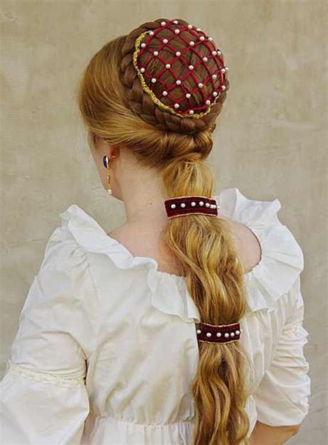 Plain Chignon With Braid Trim Etsy Renaissance Hairstyles Historical Hairstyles Medieval