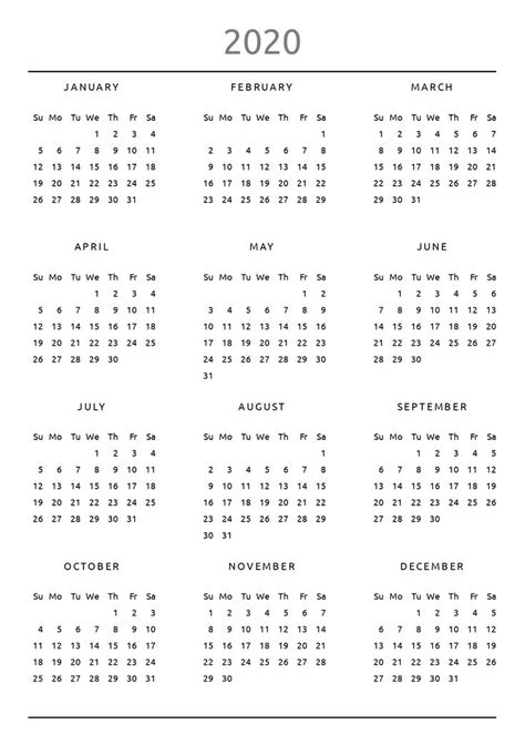 Printable Yearly Calendar Original Style Pdf Download Calendar