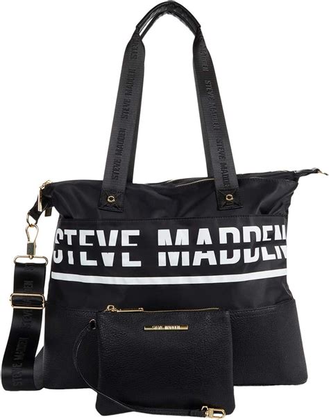 Steve Madden Bgym Duffel Bag Black White One Size Amazon Co Uk Fashion