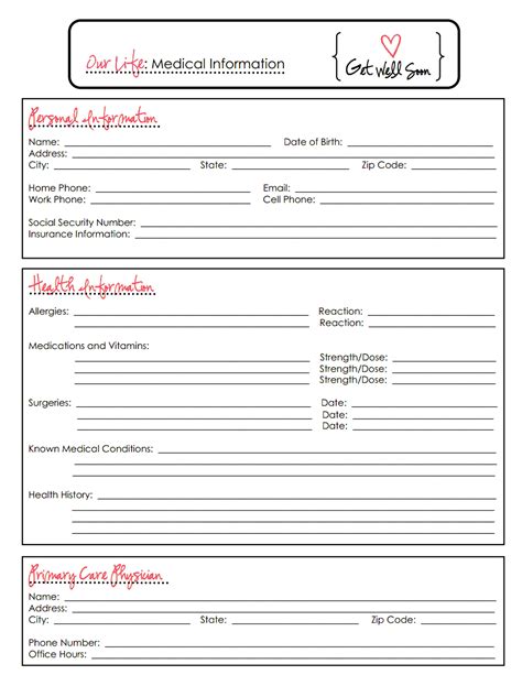 Your purchase includes a digital download with 25+ medical forms, 3 color versions of these forms and all the bonus forms & trackers. Medical Information Sheet USA PDF.pdf | Medical binder ...