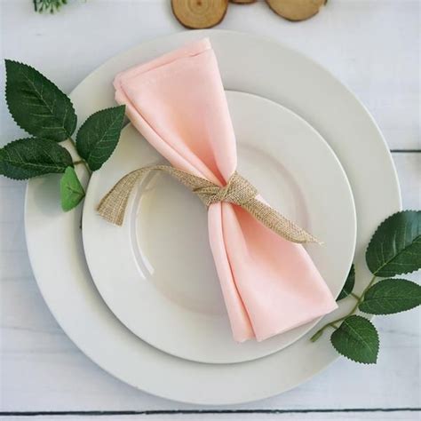 Pack X Blush Rose Gold Polyester Linen Napkins Linen