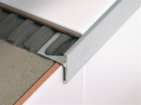 Rapid drying, long range contact cement. Linear metal stair nosing profile STAIRTEC SR By PROFILITEC